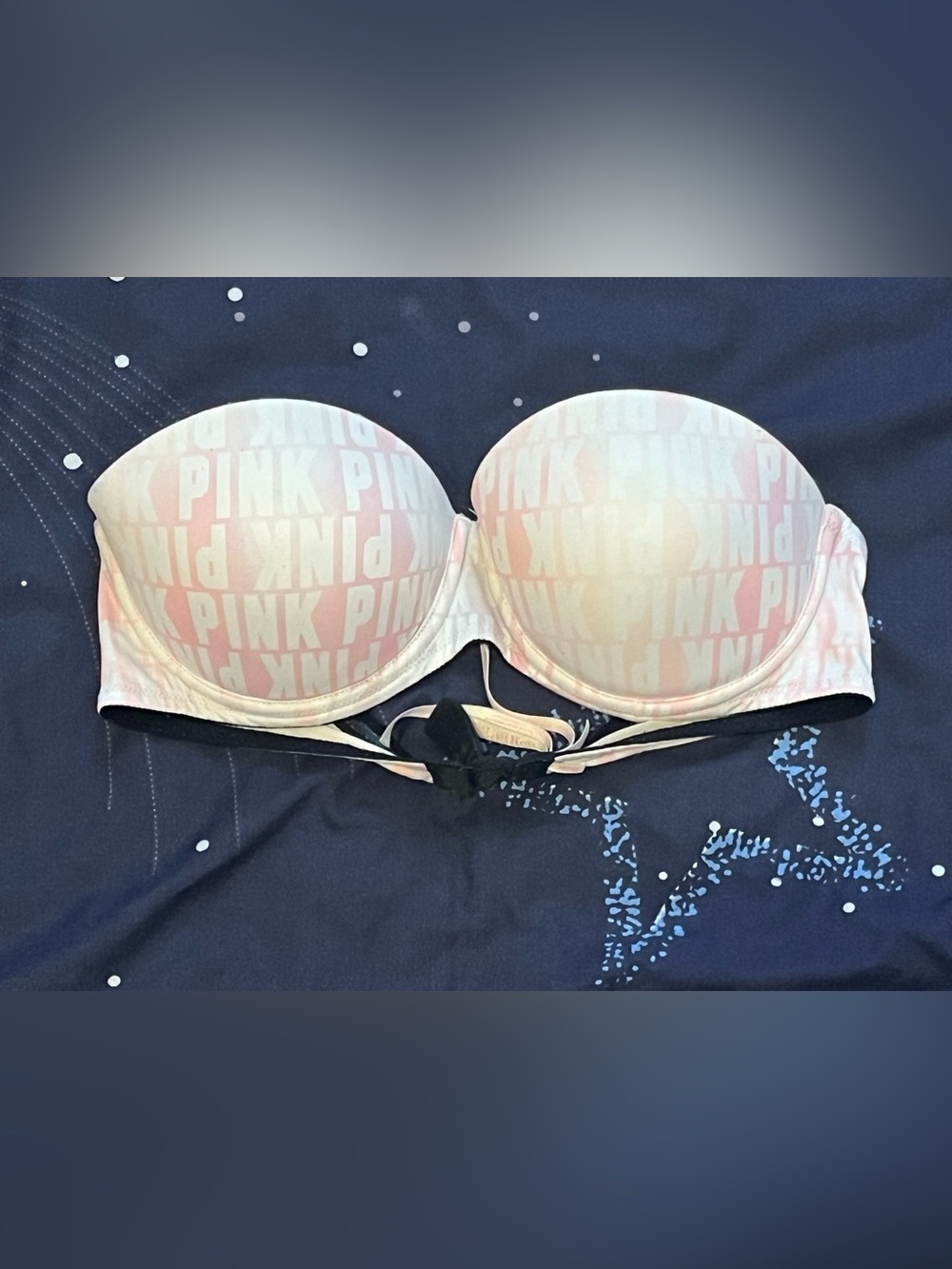 PINK Victoria's Secret Pastel Ombre Logo Strapless Bra 32C
